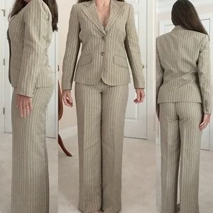 Talbot Petite taupe pinstripe business pant  suit